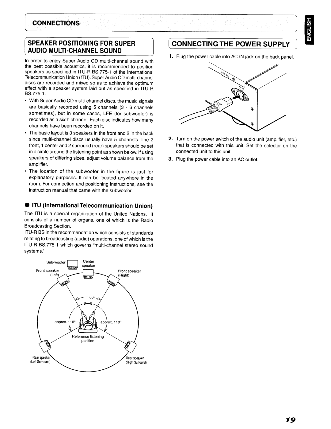 Marantz SC-11S1, 642SC11S1 manual Connecting the Power Supply 