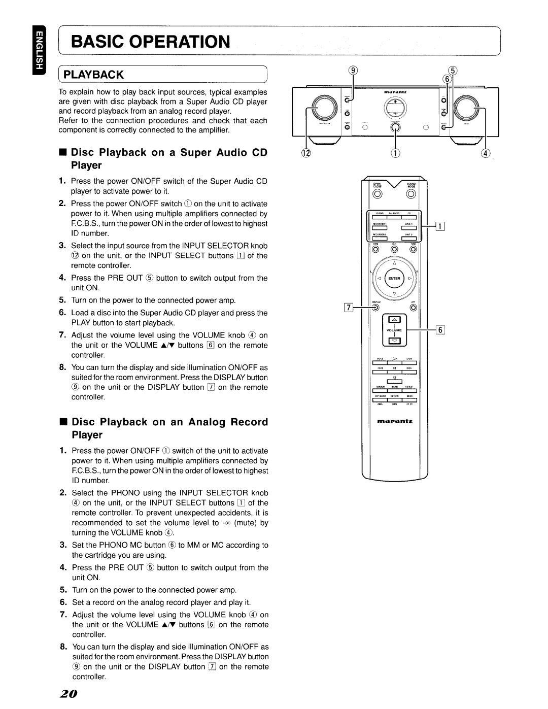 Marantz 642SC11S1, SC-11S1 manual Disc Playback on a Super Audio CD Player, Disc Playback on an Analog Record Player 