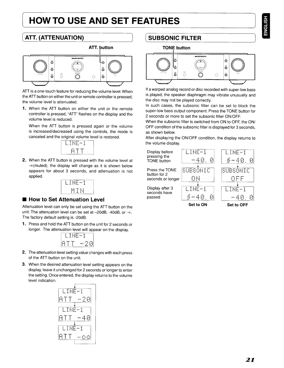 Marantz SC-11S1, 642SC11S1 manual 60o, How to Set Attenuation Level 