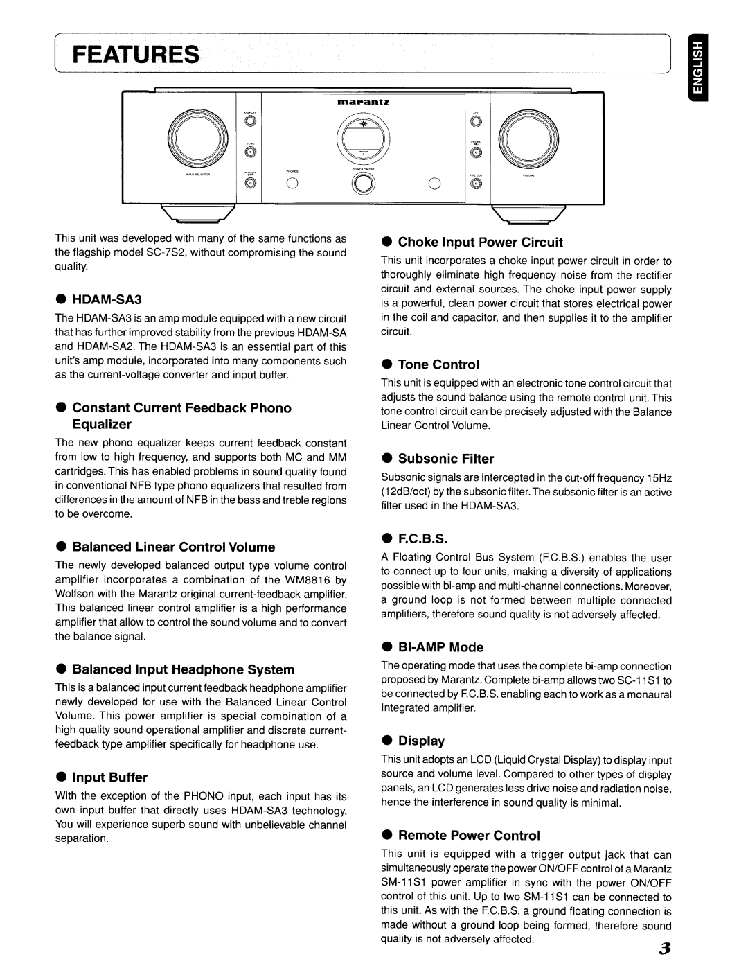 Marantz SC-11S1 Choke Input Power Circuit, Tone Control, Constant Current Feedback Phono, Equalizer, Subsonic Filter, B.S 