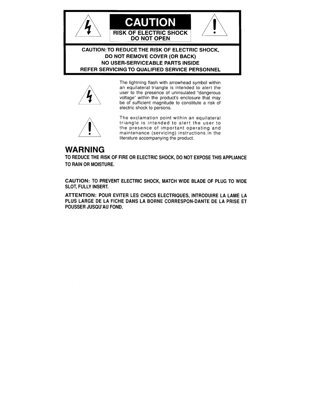 Marantz 642SC11S1, SC-11S1 manual Caution To Reduce The Risk Of Electric Shock 