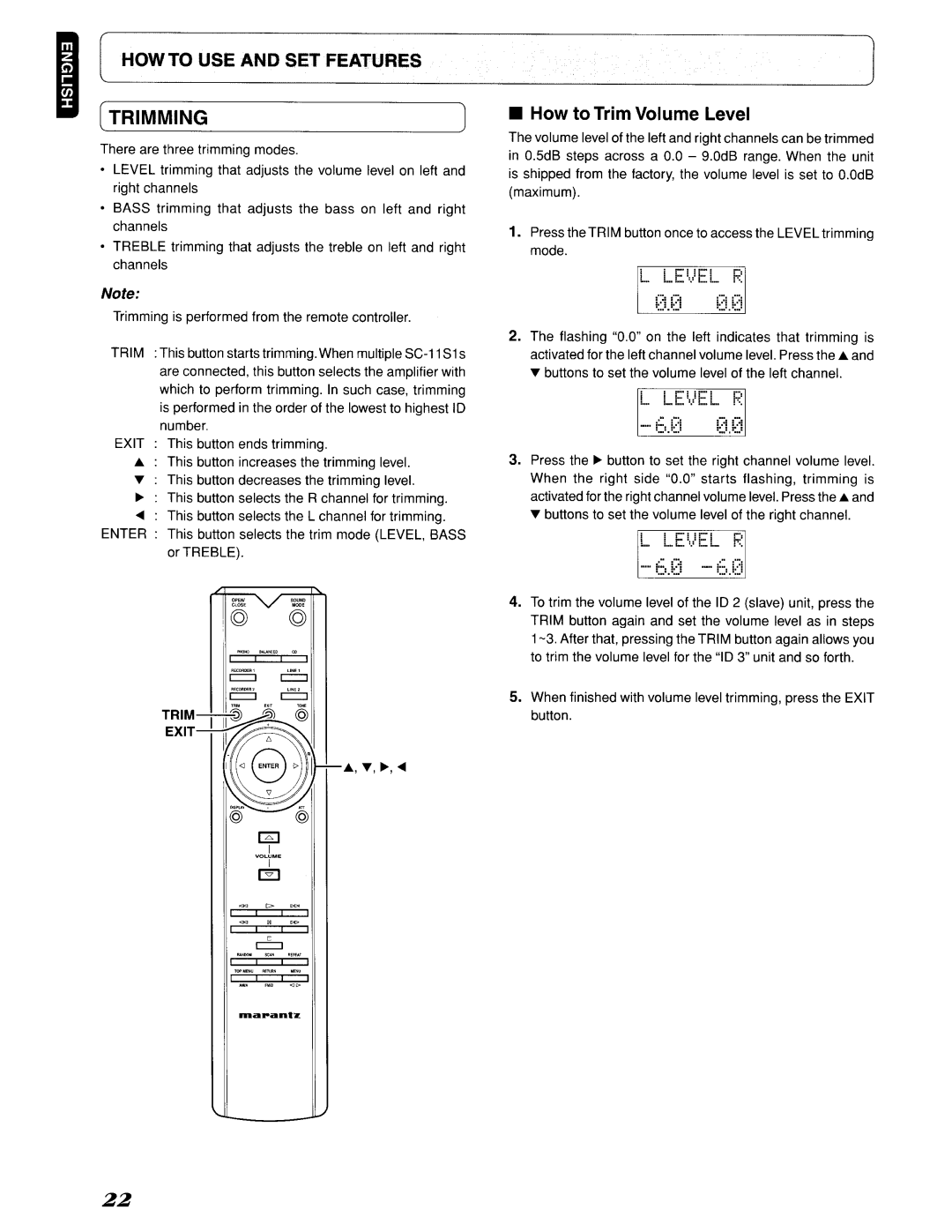 Marantz 642SC11S1, SC-11S1 manual 621, Iitrimming, How to Trim Volume Level, L LEi,EL F, L Le!,El F 