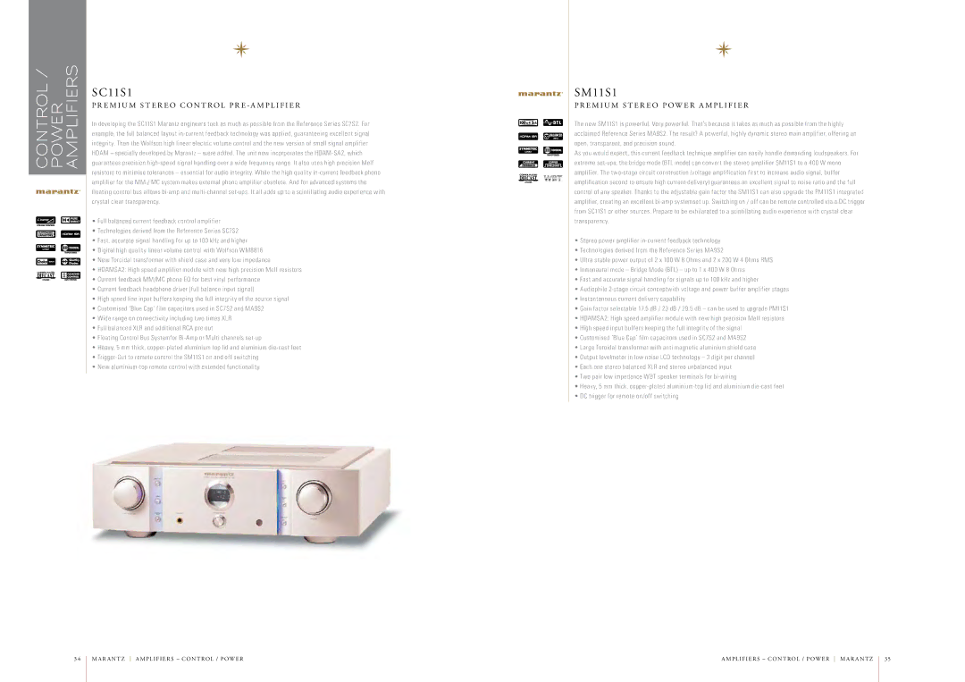 Marantz AV7005 manual CONTROL/ Power Amplifiers, SC11S1, SM11S1, E M I U M S T E R E O P OW E R a M P L I F I E R 