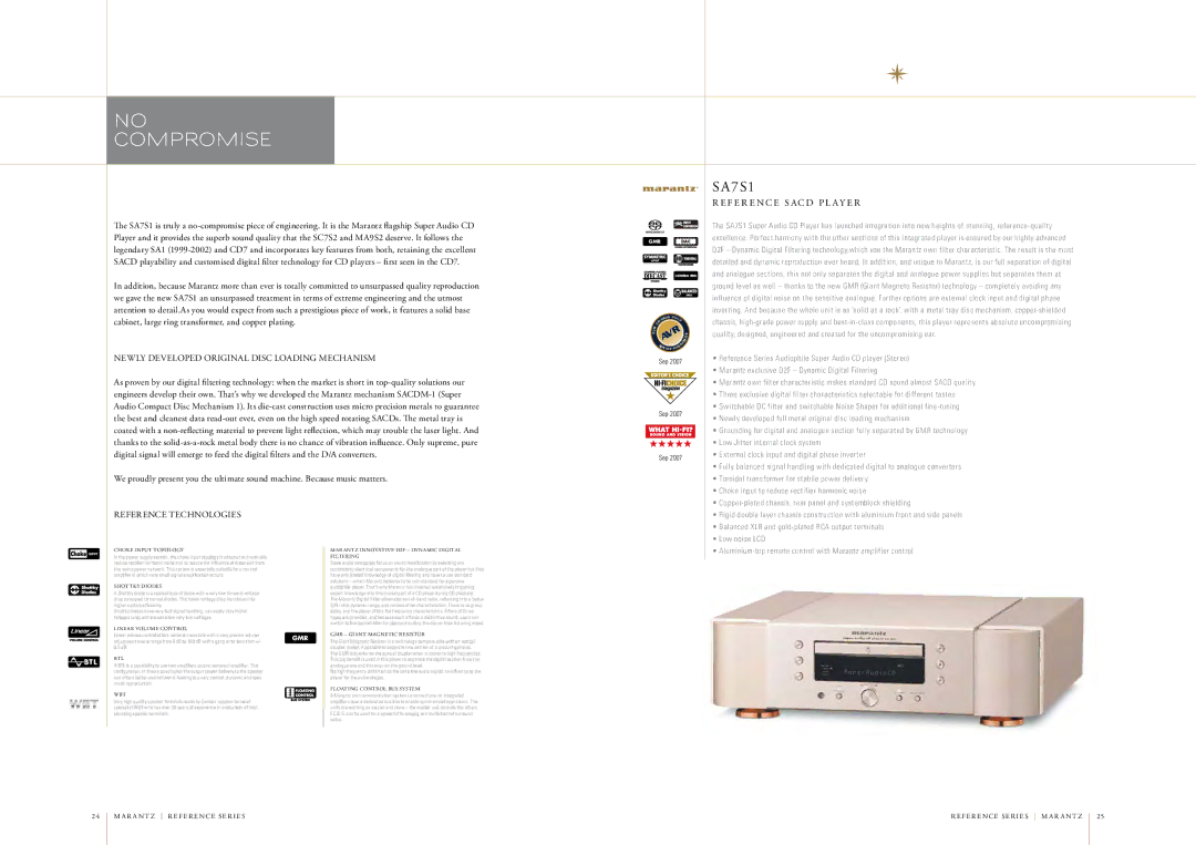 Marantz AV7005 manual Compromise, F E R E N C E S AC D P L a Y E R 