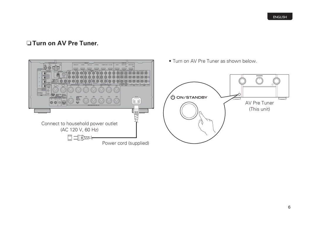 Marantz AV8801 manual NnTurn on AV Pre Tuner 