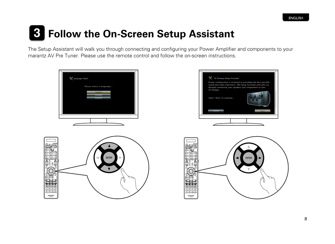 Marantz AV8801 manual Follow the On-Screen Setup Assistant 