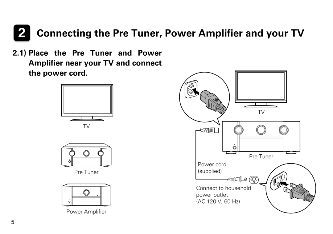 Marantz AV8802 quick start Connecting the Pre Tuner, Power Amplifier and your TV 