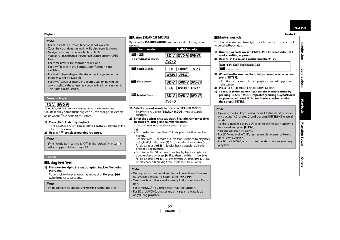 Marantz 541110331126M, BD5004 manual Bd-V Dvd-V,  Using H / G,  Using Search Mode,  Marker search 