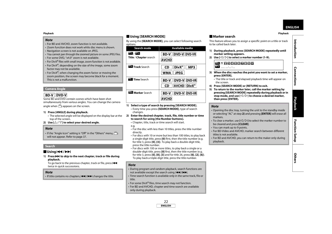 Marantz BD7004 manual Bd-V Dvd-V,  Using H / G,  Using Search Mode,  Marker search 