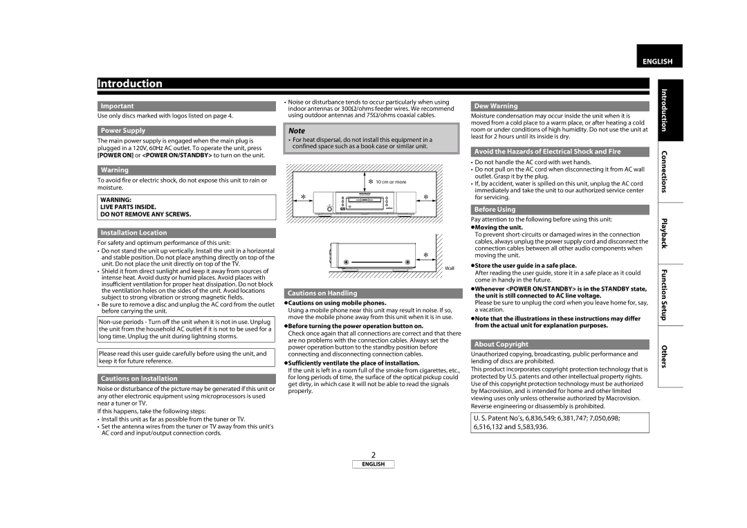 Marantz BD7004 manual Connections Playback Function Setup Others 