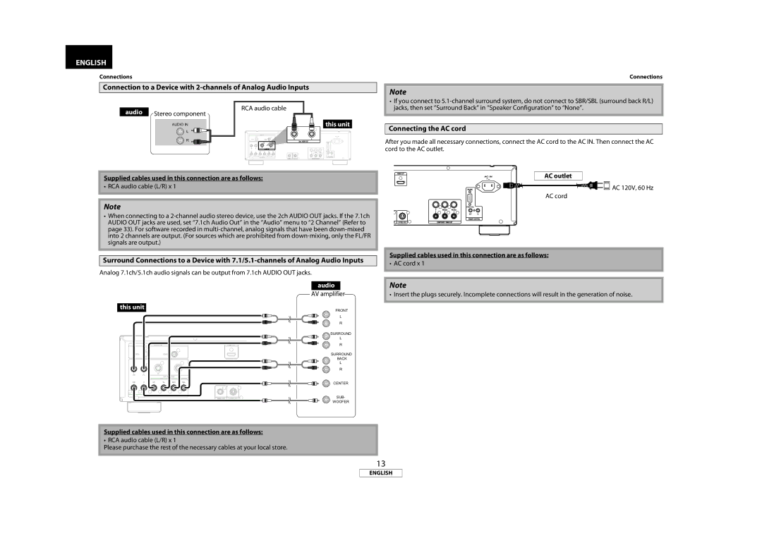 Marantz BD8002 manual Connecting the AC cord, AV amplifier, This unit, AC outlet 