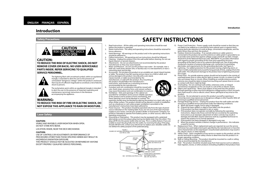 Marantz BD8002 manual Safety Precautions, Laser Safety 