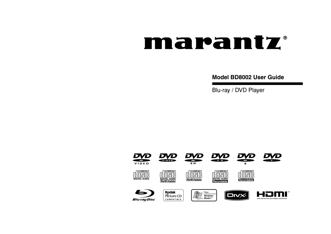 Marantz BD8002 manual 