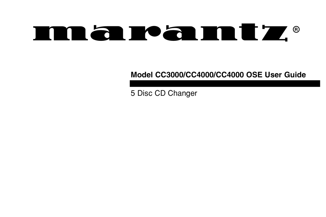 Marantz manual Model CC3000/CC4000/CC4000 OSE User Guide 