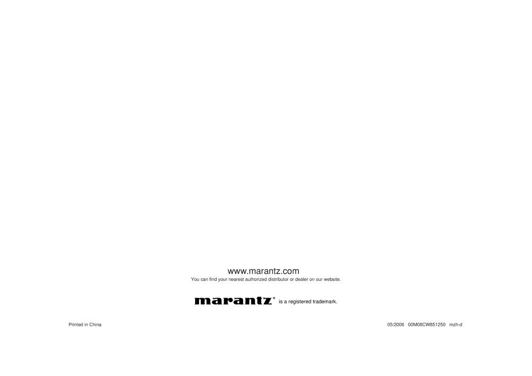 Marantz CC4001 manual Is a registered trademark 