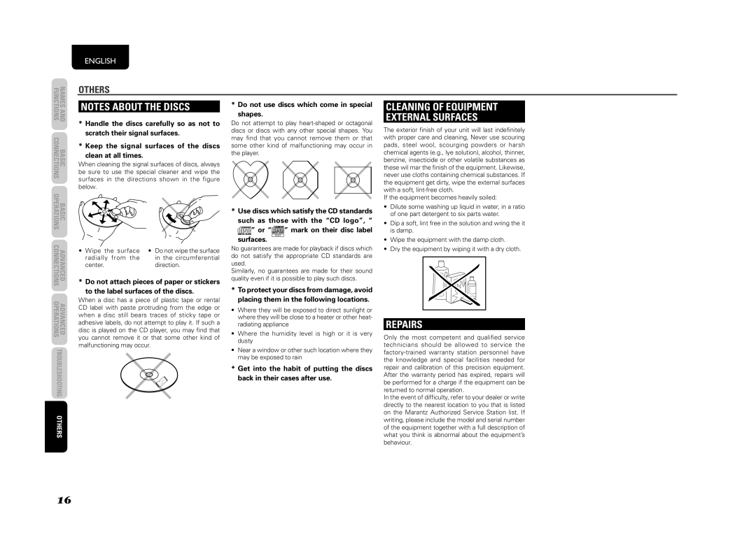 Marantz CC4003, 541110307024M manual Cleaning of Equipment External Surfaces, Repairs 