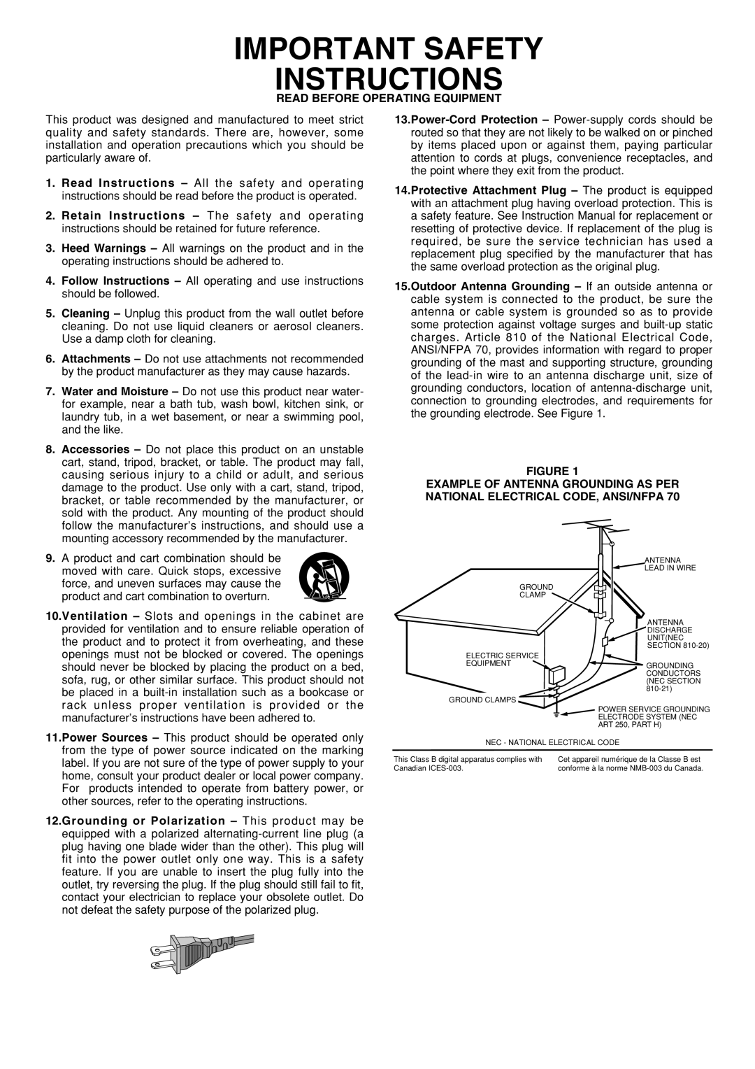 Marantz CC4300 manual Important Safety Instructions 