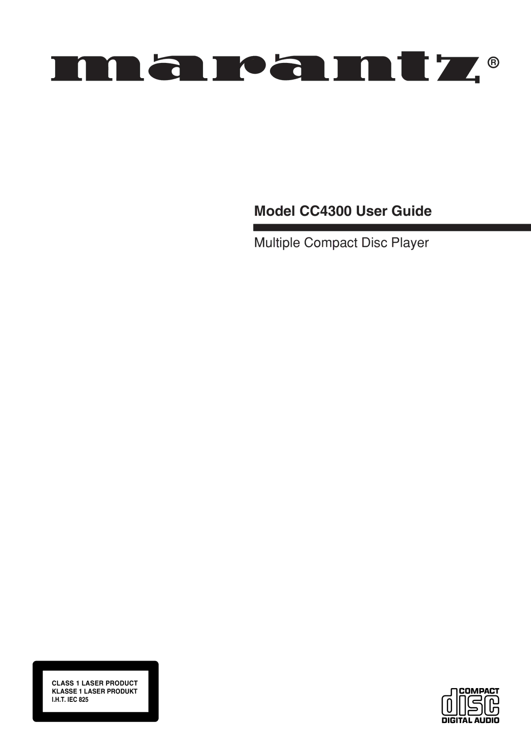 Marantz CC4300N manual Model CC4300 User Guide 