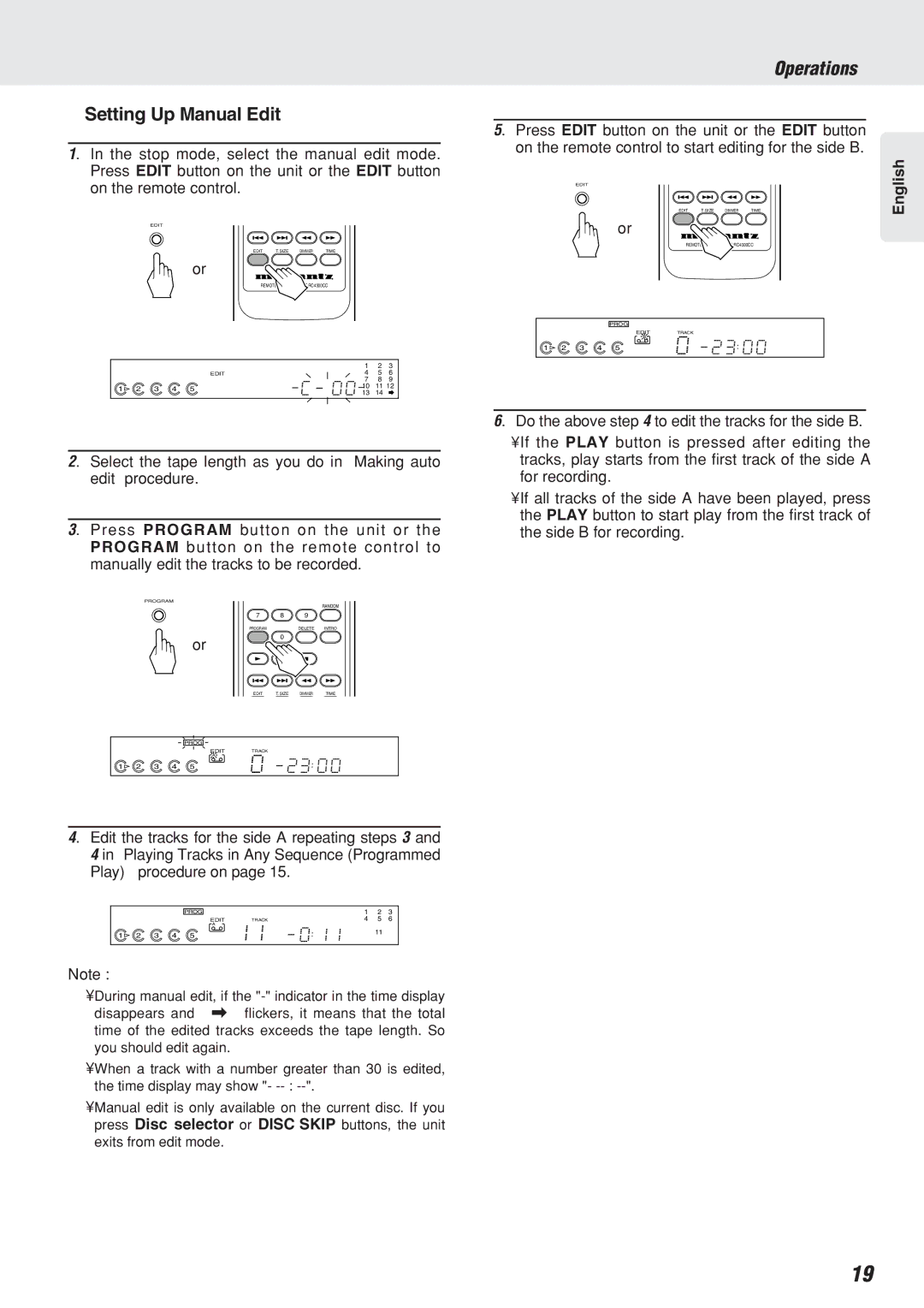 Marantz CC4300N manual Setting Up Manual Edit 