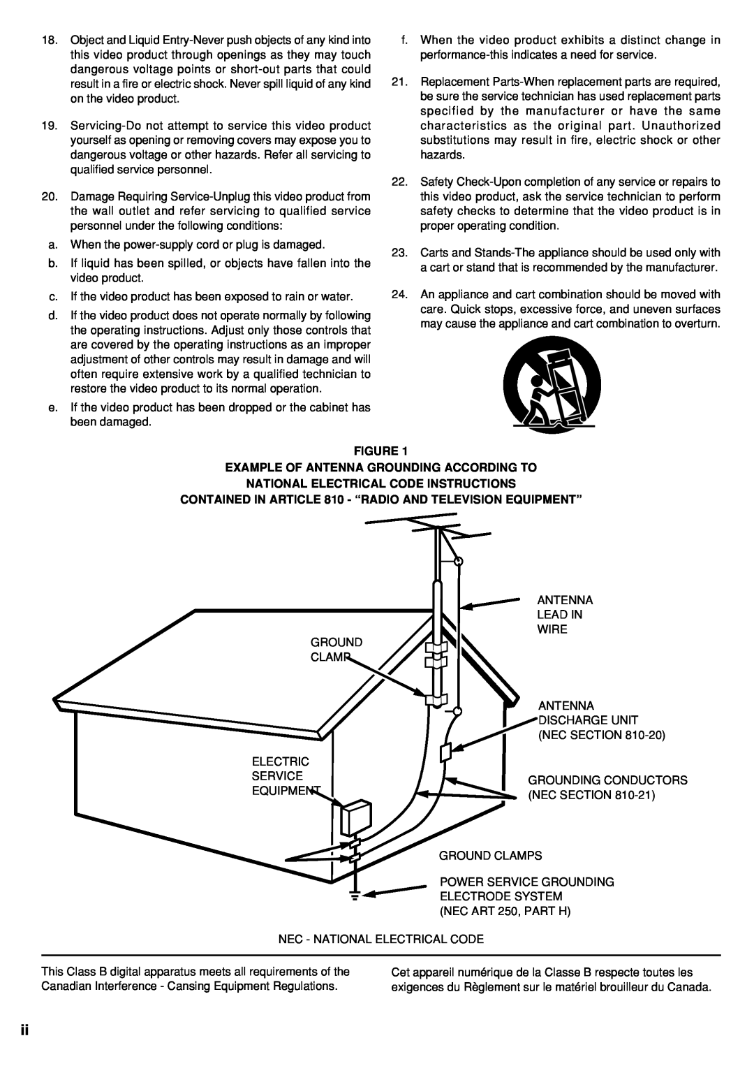 Marantz CD110 manual Figure Example Of Antenna Grounding According To, National Electrical Code Instructions 