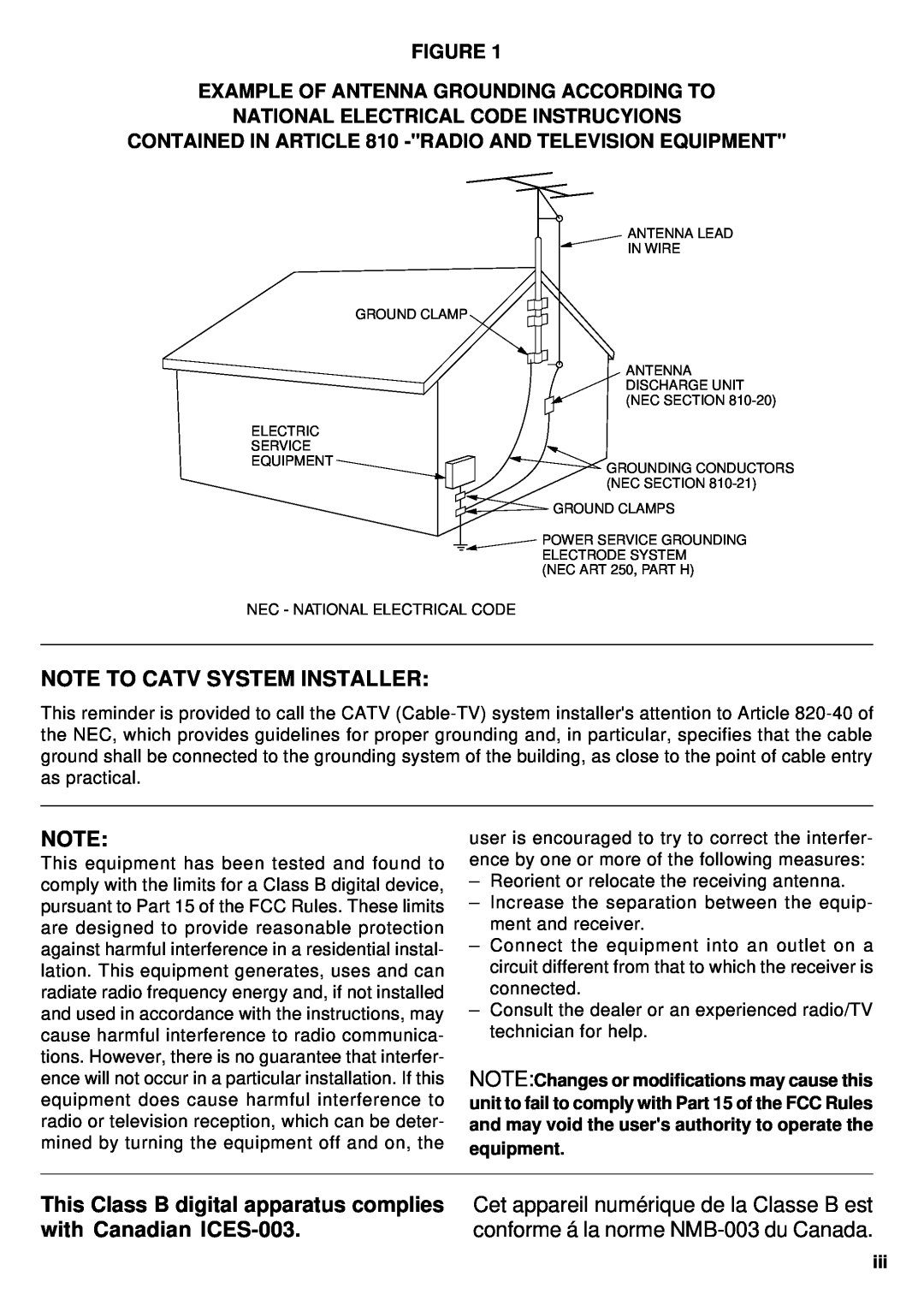 Marantz CD110 manual Note To Catv System Installer, Figure Example Of Antenna Grounding According To 