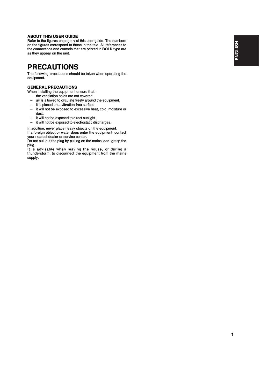 Marantz CD110 manual English, About This User Guide, General Precautions 