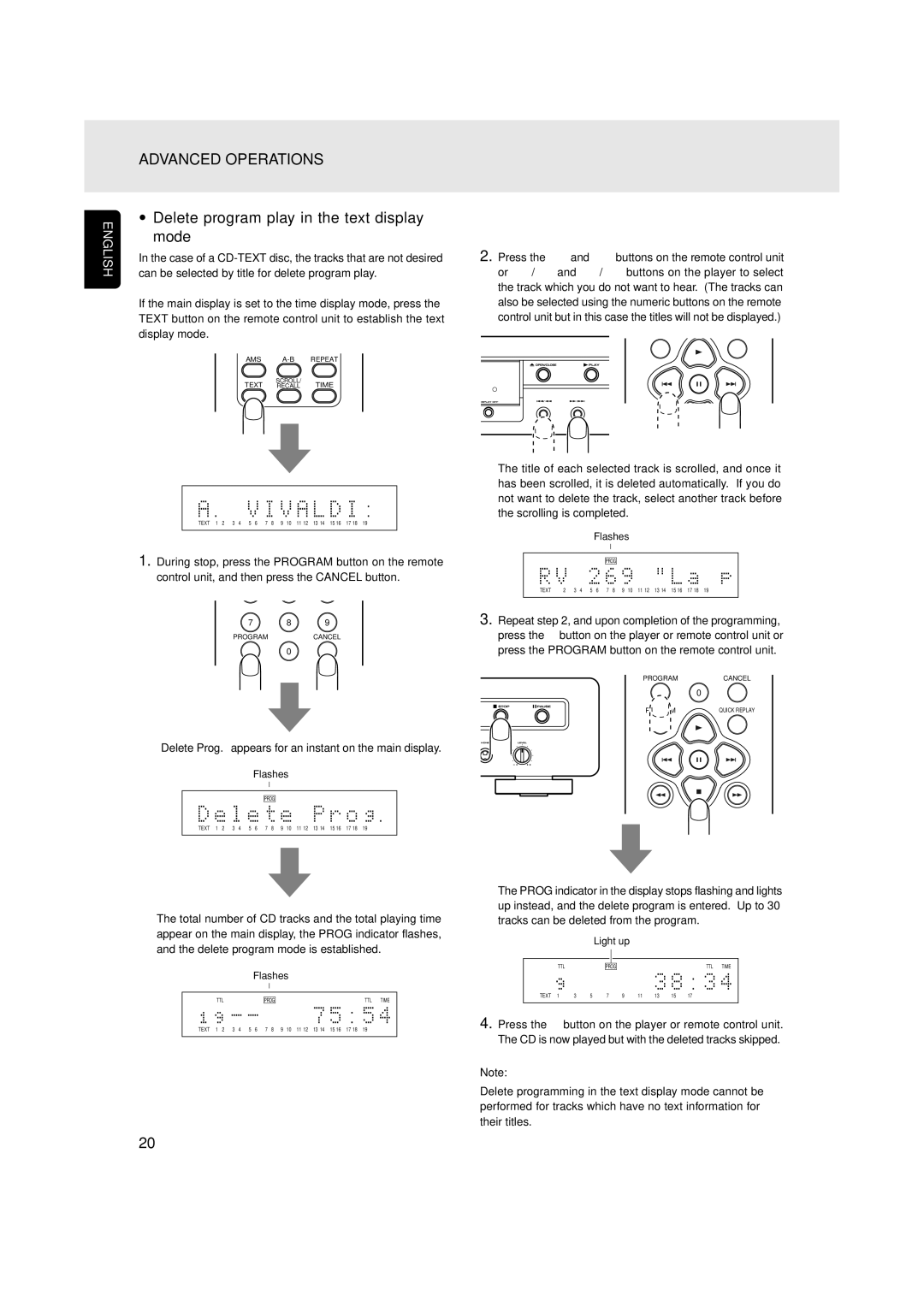 Marantz CD5001OSE manual Delete program play in the text display, Mode 