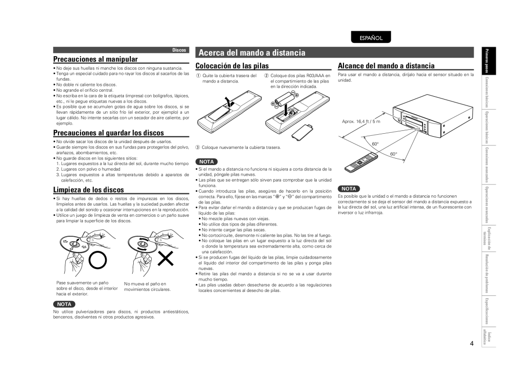 Marantz CD5004 manual Acerca del mando a distancia 