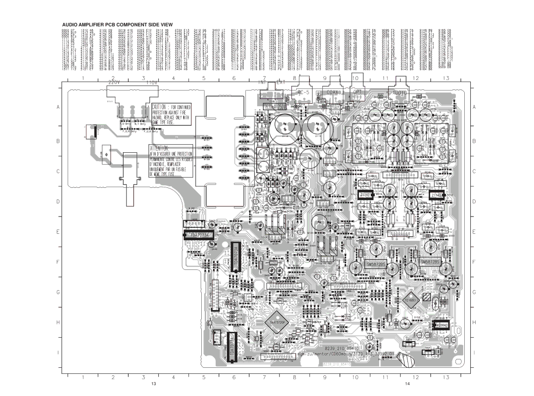 Marantz CD6000SE service manual Audio Amplifier PCB Component Side View 