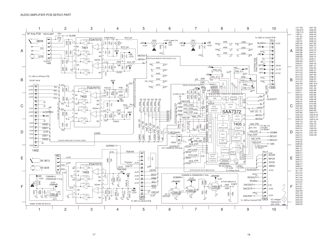 Marantz CD6000SE service manual Audio Amplifier PCB Servo Part, AF Amp PCB servo part 