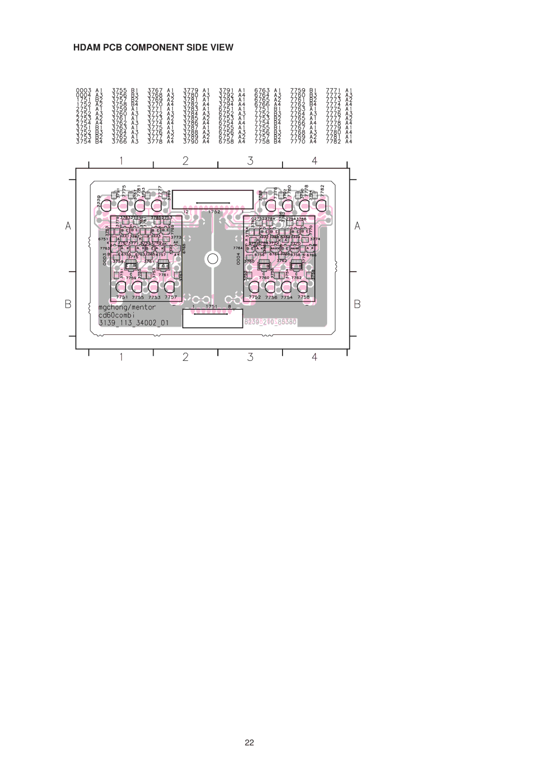 Marantz CD6000SE service manual Hdam PCB Component Side View 