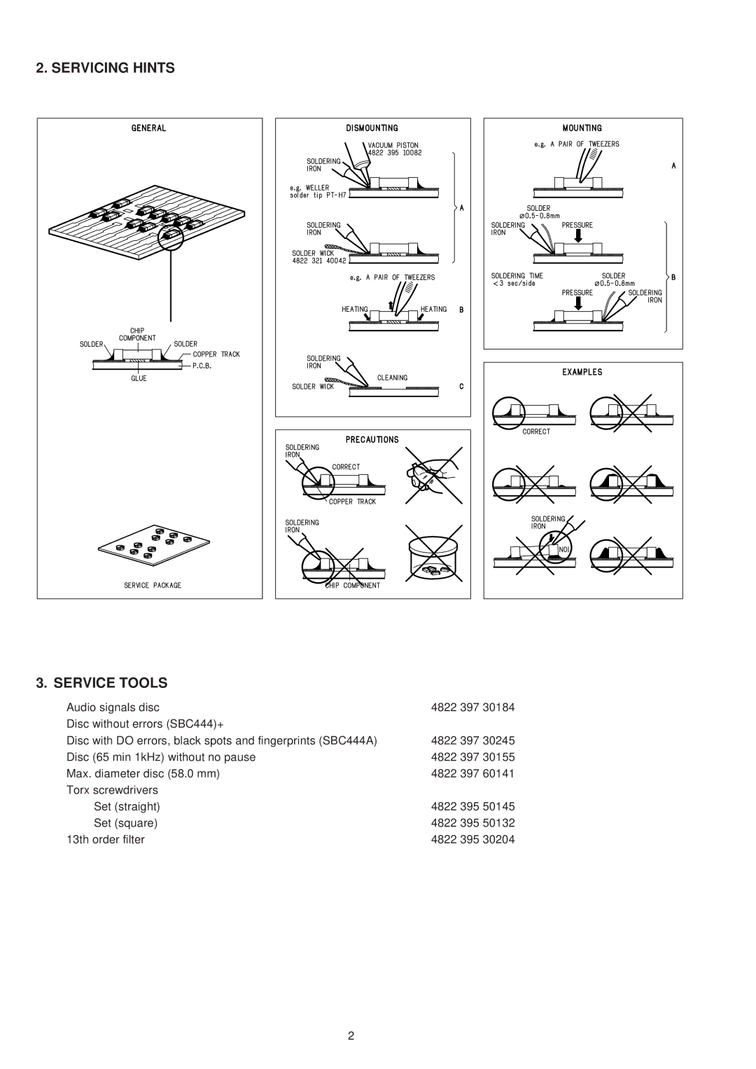 Marantz CD6000SE service manual Servicing Hints Service Tools 