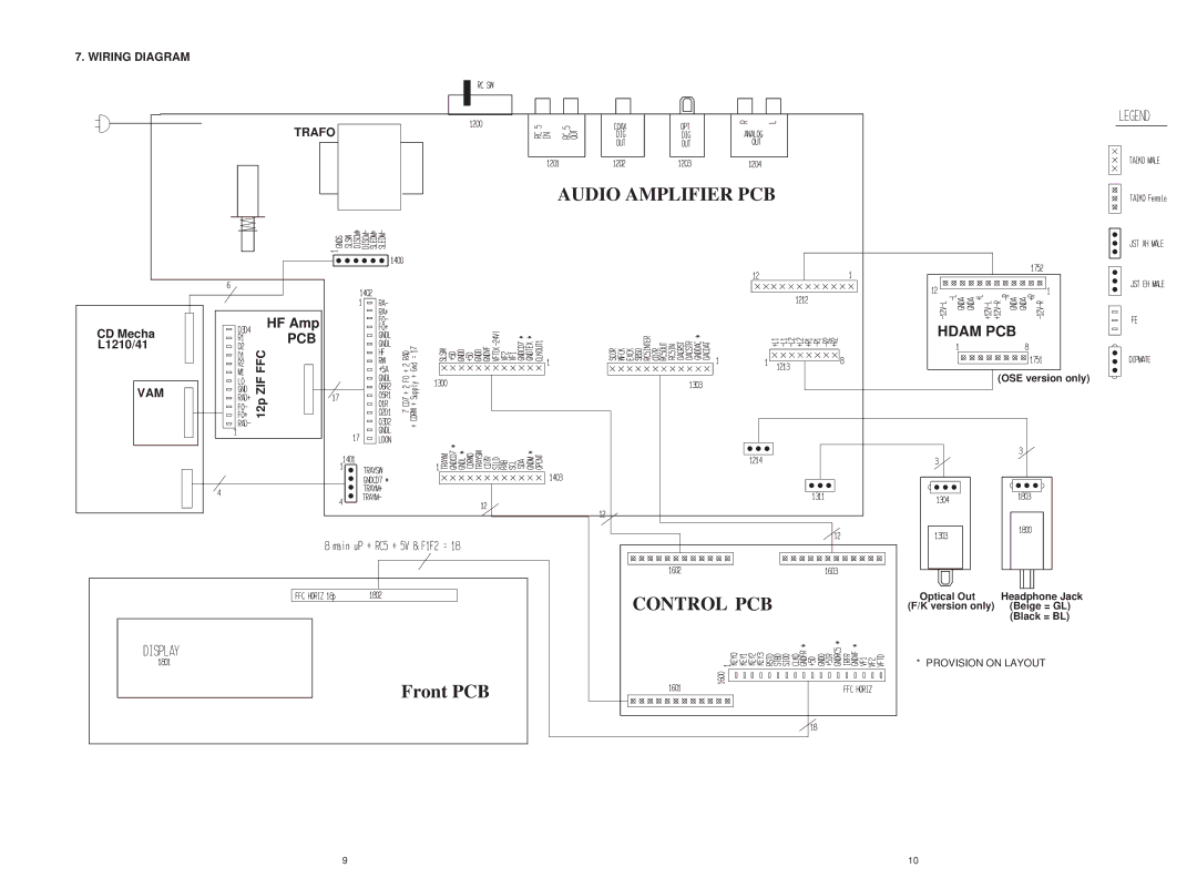 Marantz CD6000SE service manual Wiring Diagram Trafo, Zif Ffc, Vam 