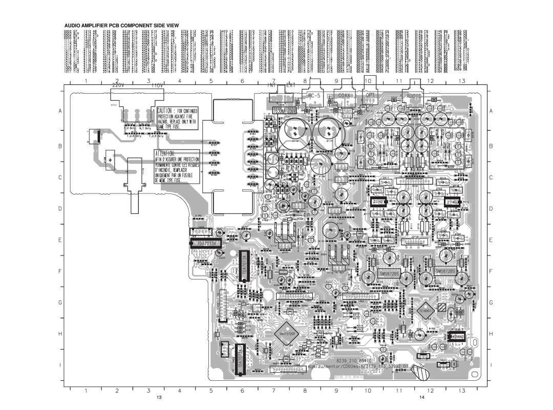 Marantz CD6000SE service manual Audio Amplifier Pcb Component Side View 