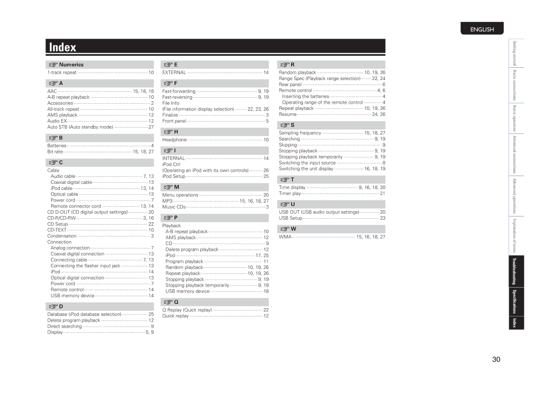 Marantz CD6004 owner manual Index, VvA 