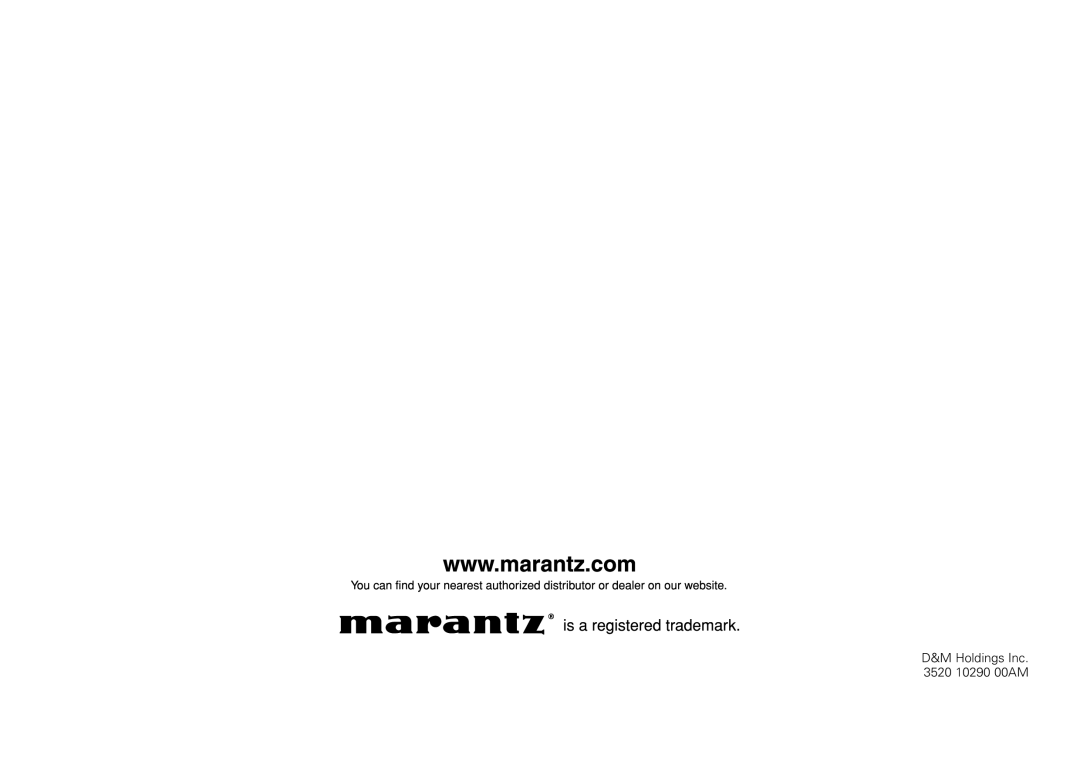 Marantz CD6005 appendix Holdings Inc 10290 00AM 