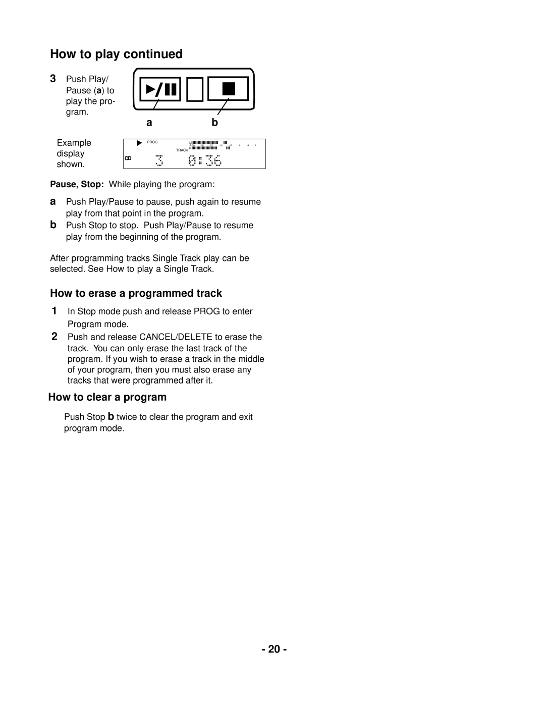 Marantz CDR300 manual How to erase a programmed track, How to clear a program 