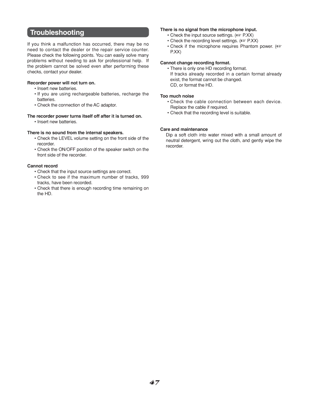 Marantz CD Recorder, CDR310 manual Troubleshooting 