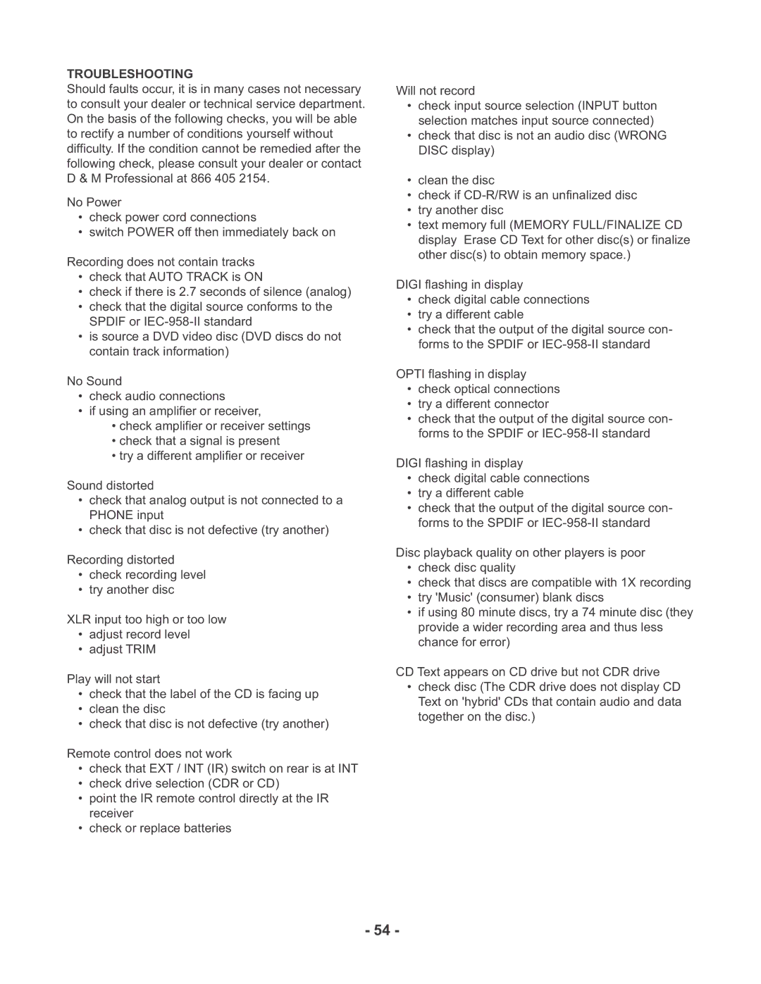 Marantz CDR510 manual Troubleshooting 