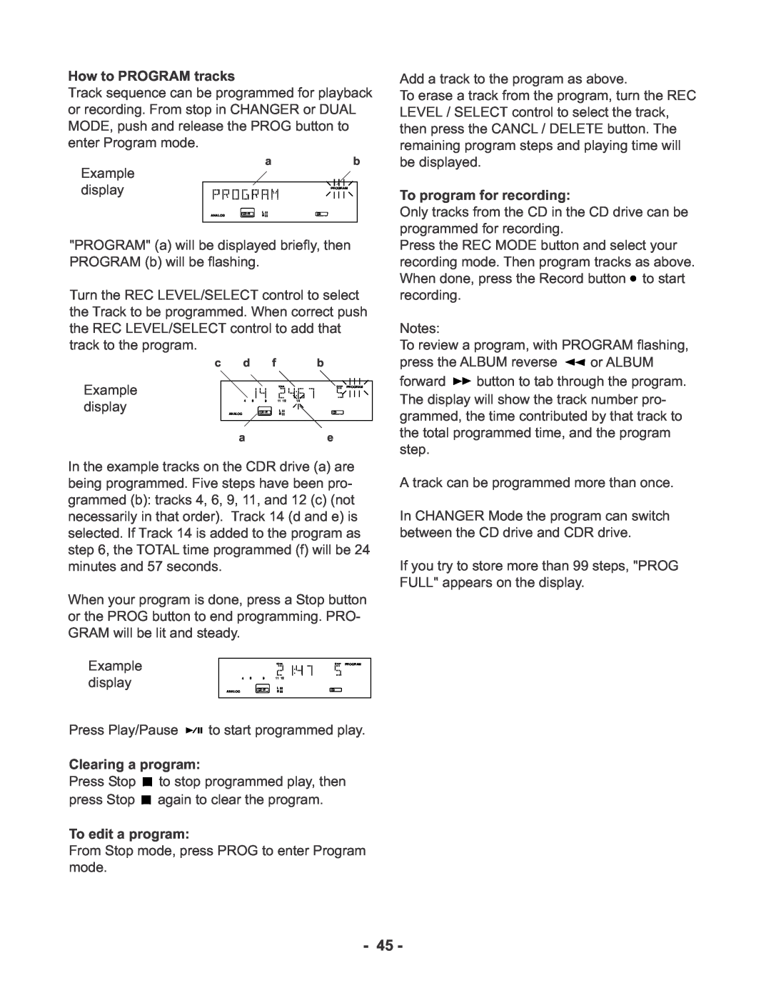 Marantz CDR510 manual How to PROGRAM tracks 