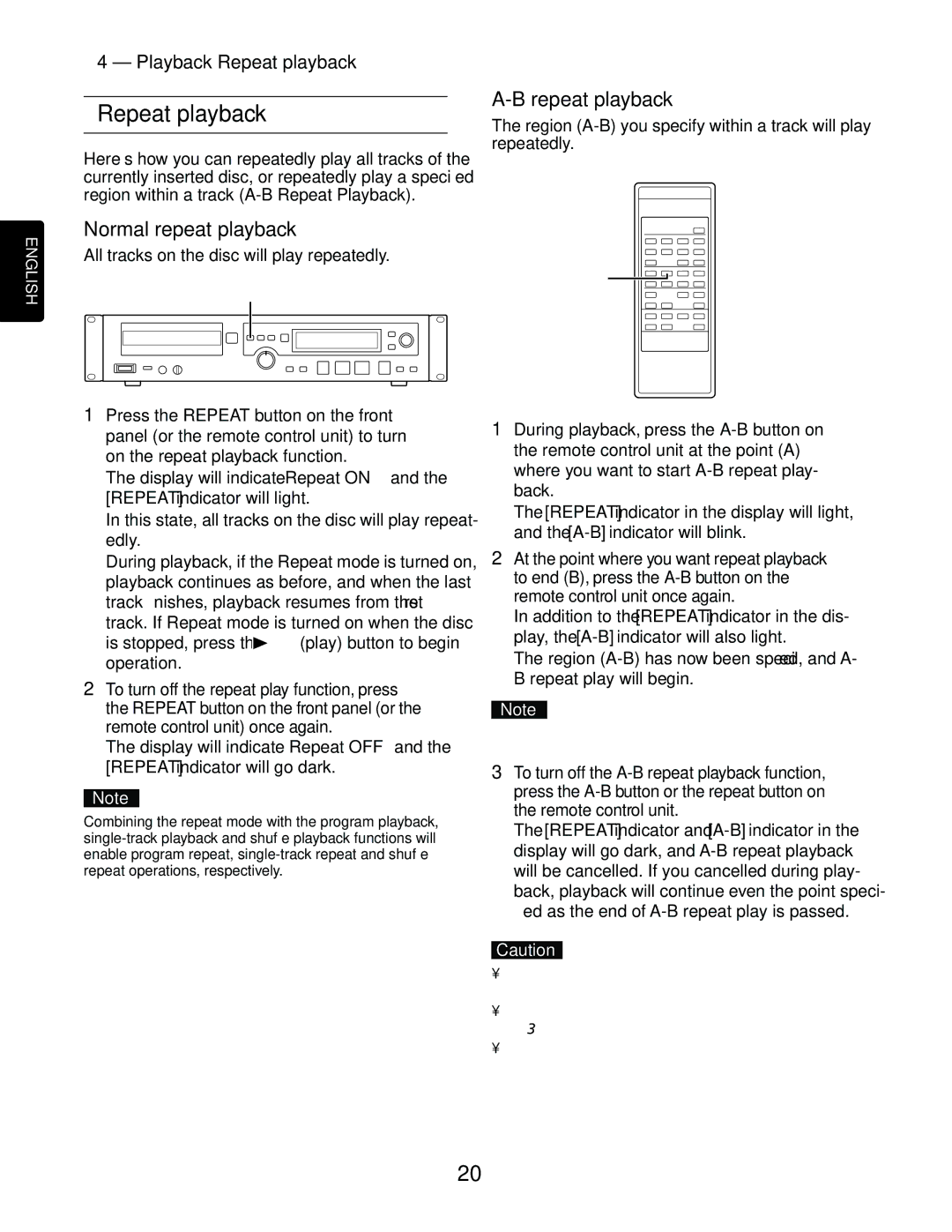 Marantz CDR632 manual Normal repeat playback, Playback-Repeat playback 