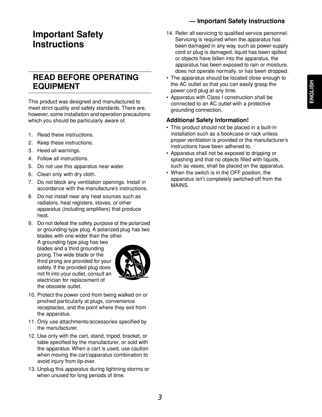 Marantz CDR632 manual Important Safety Instructions, Additional Safety Information 