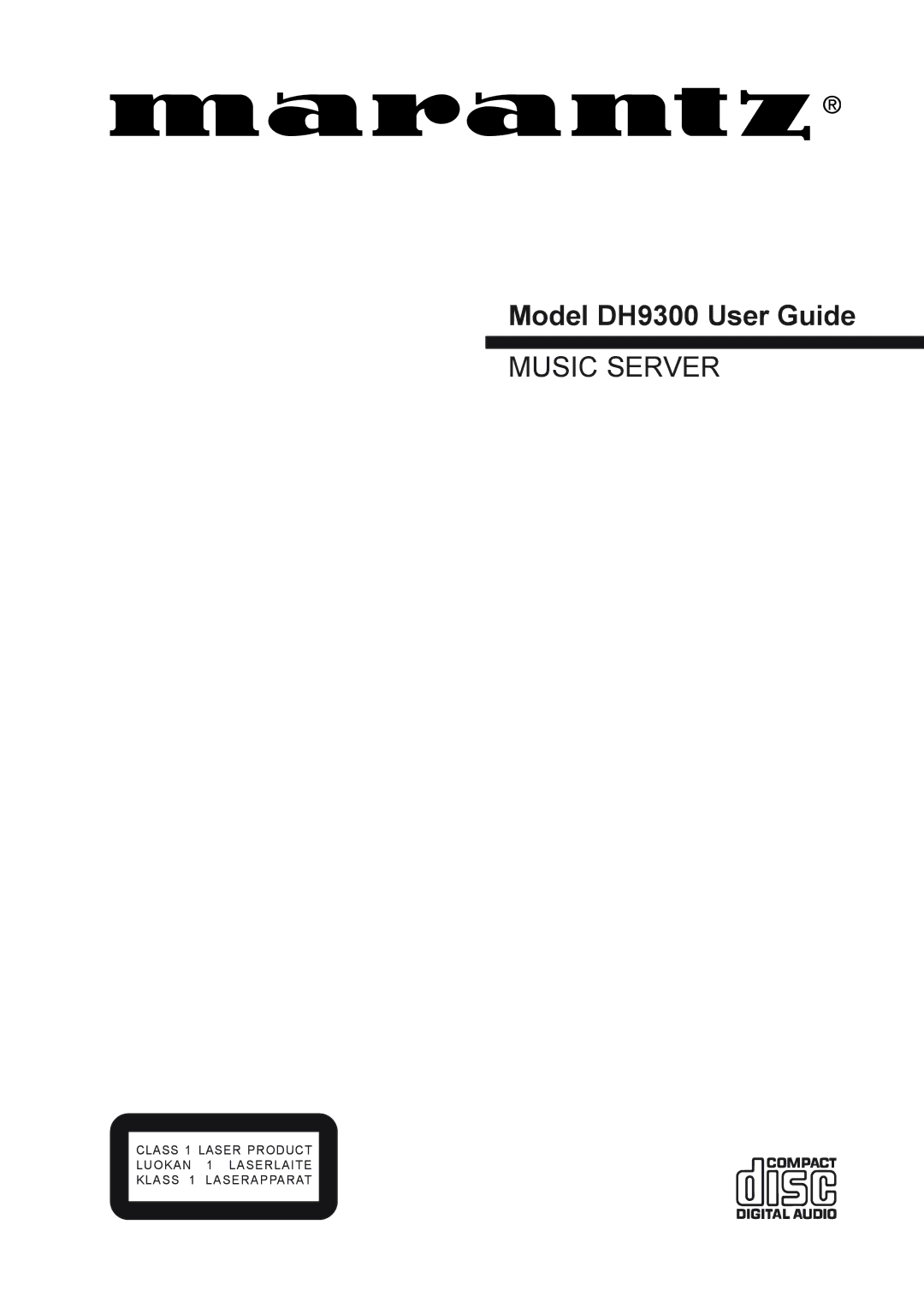 Marantz manual Model DH9300 User Guide 