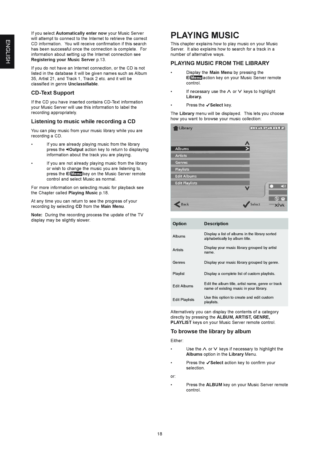 Marantz DH9300 manual CD-Text Support, Listening to music while recording a CD, Playing Music from the Library 