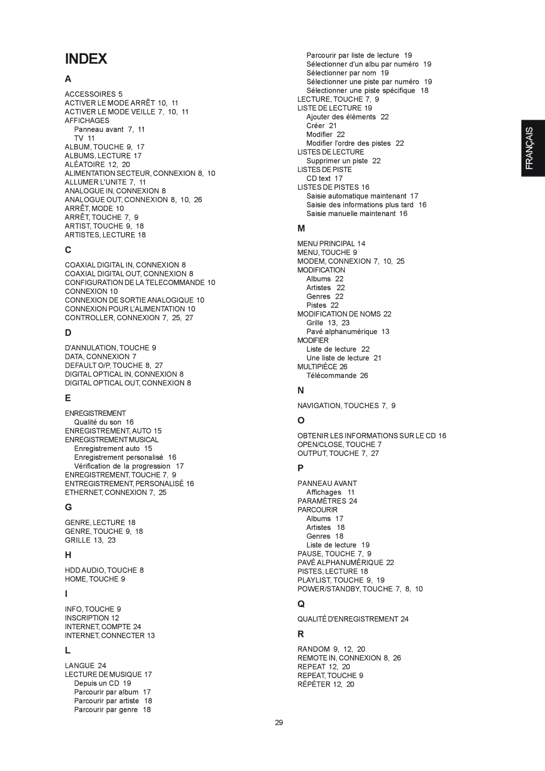 Marantz DH9300 ENREGISTREMENT, Auto, LECTURE, Touche 7, Listes DE Lecture, Listes DE Pistes, Modification DE Noms 