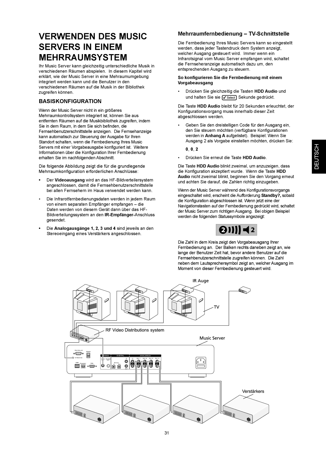 Marantz DH9500 manual Verwenden DES Music Servers in Einem Mehrraumsystem, Basiskonfiguration 