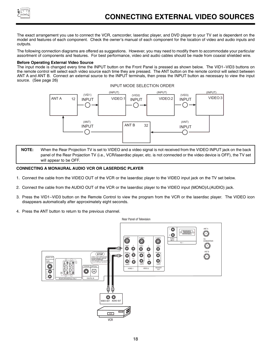 Marantz DL5500 specifications Connecting External Video Sources, Before Operating External Video Source 