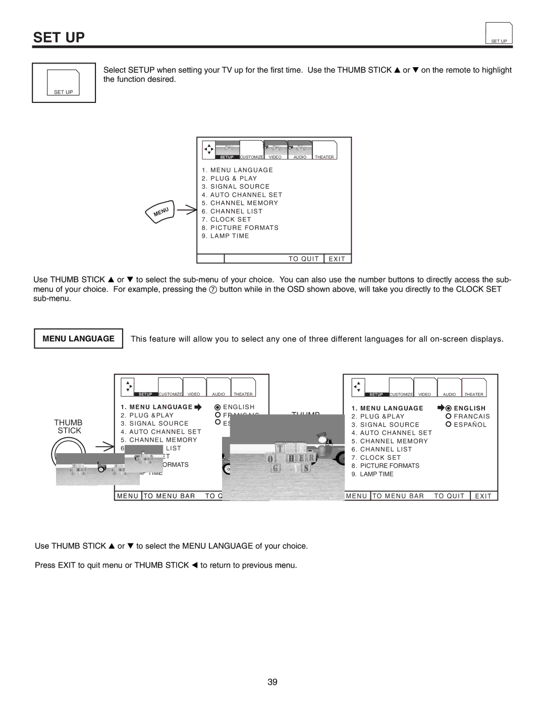 Marantz DL5500 specifications Set Up, Menu Language 