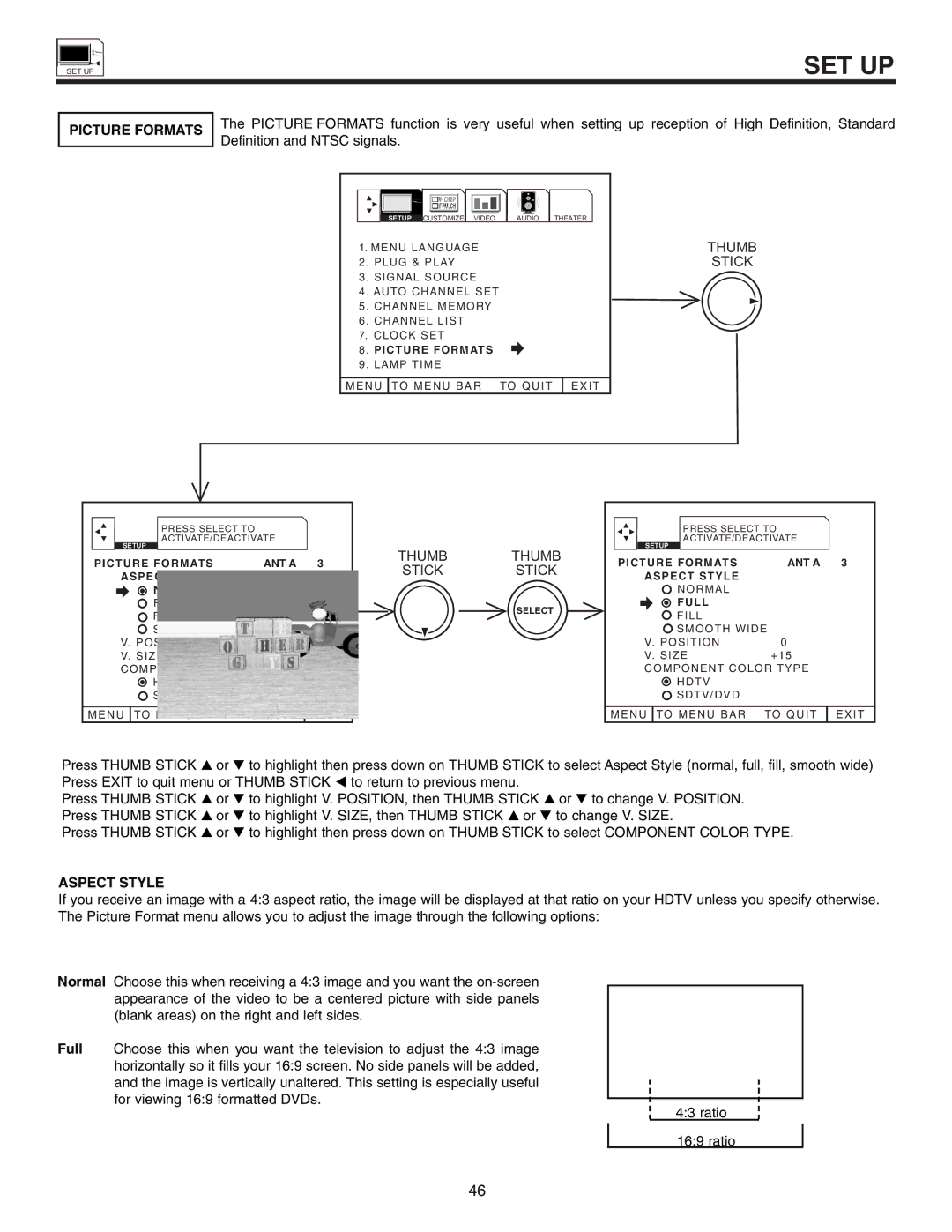 Marantz DL5500 specifications Picture Formats, Aspect Style 