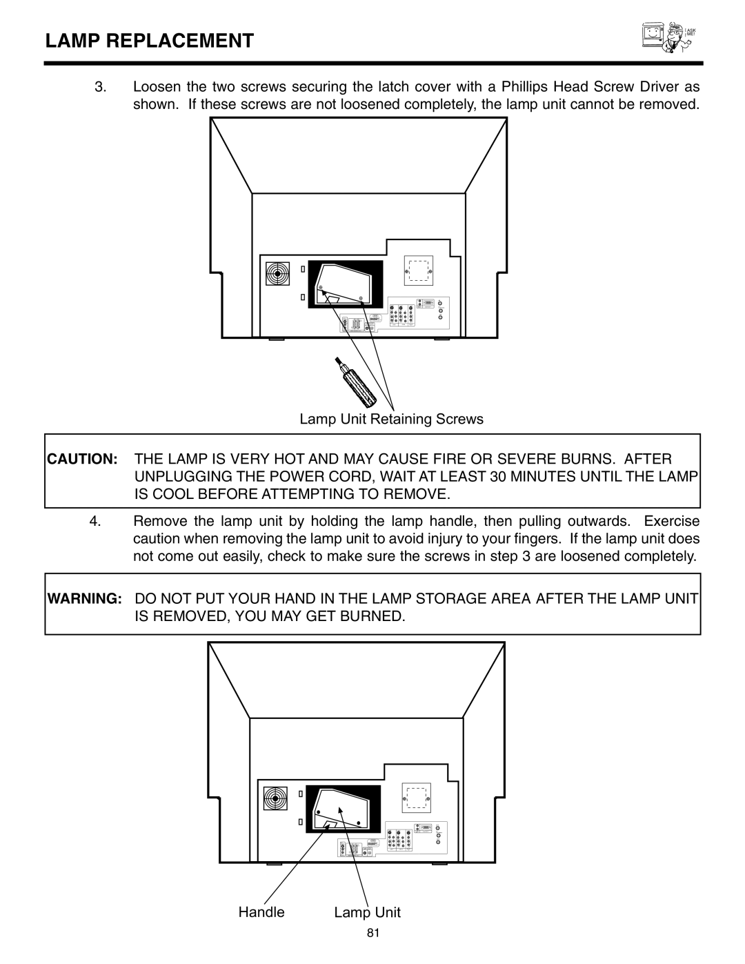 Marantz DL5500 specifications Handle Lamp Unit 